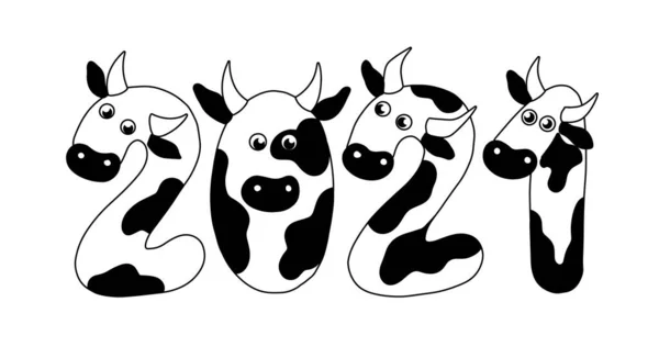 Logotipo Creativo 2021 Partir Números Forma Vacas Nuevo Año Según — Archivo Imágenes Vectoriales