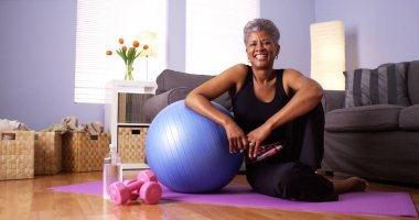 African grandmother happy after working out clipart