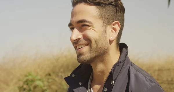Attractive Hispanic Man Smiling Outdoors — Stock Photo, Image