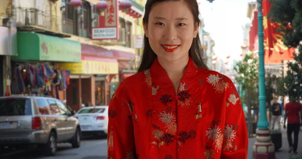 Närbild Asiatisk Tusenåriga Traditionella Kinesiska Outfit China Town — Stockfoto