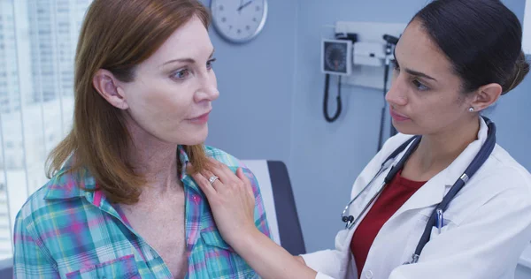 Charming Senior Patient Having Left Shoulder Checked Out Doctor — Stock Photo, Image