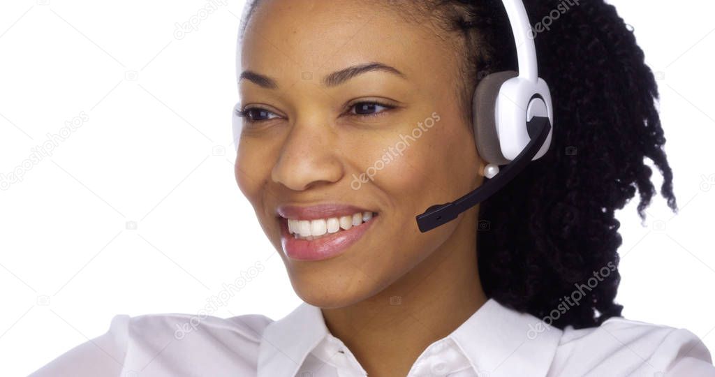 Friendly Customer Service on white background