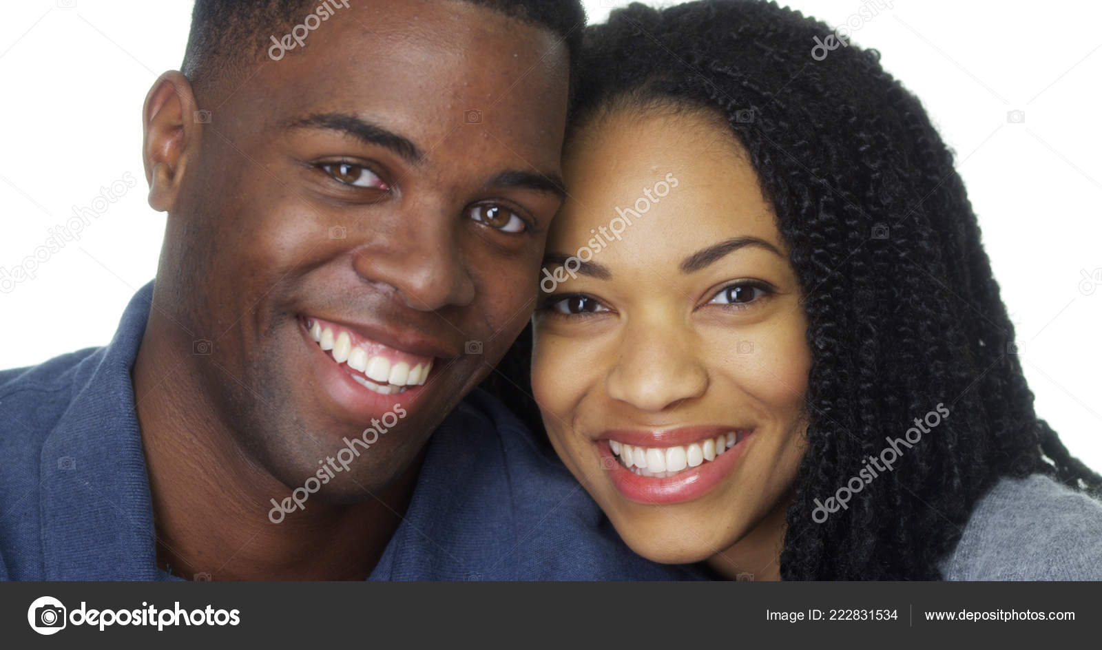 Young black couple love leaning head each other stock photo by mark