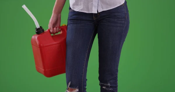 Cierre Gas Rojo Puede Ser Retenido Por Mujer Que Quedó — Foto de Stock
