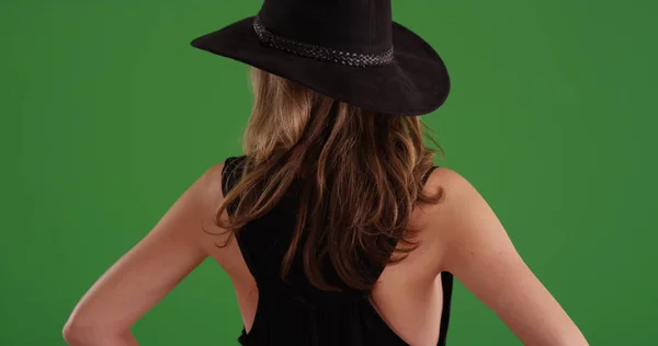 화면에 모자를 여자의 — 스톡 사진