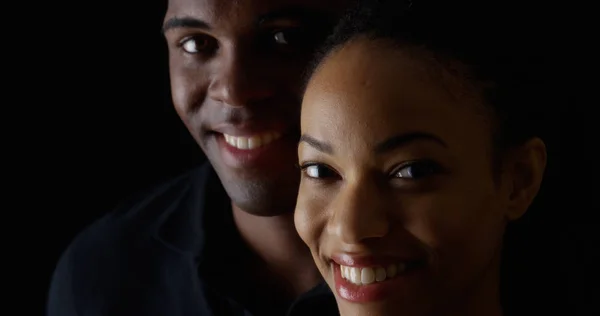 Dramatic Rack Focus Smiling Young Black Man Woman — Stock Photo, Image