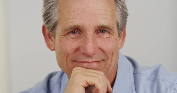 Closeup Portrait White Senior Man Smiling — Stock Photo, Image