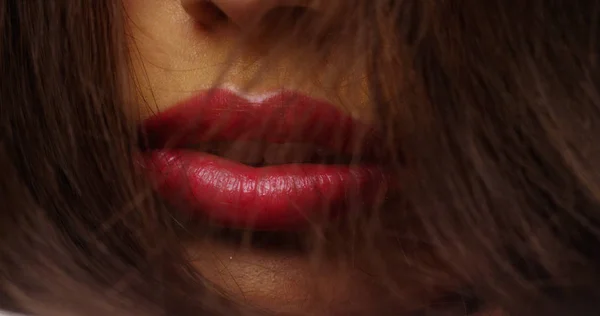 Close Van Mexicaanse Vrouw Lippen — Stockfoto
