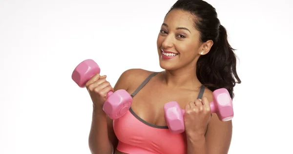 Mexican Woman Working Out Weights — Stock Photo, Image