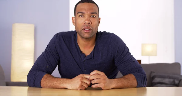 Black Man Looking Worried Concerned — Stock Photo, Image