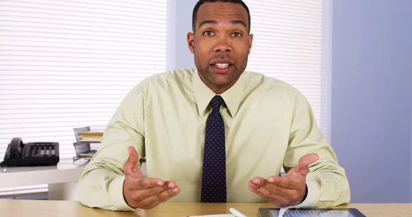 Confident Businessman Video Conference Meeting — Stock Photo, Image