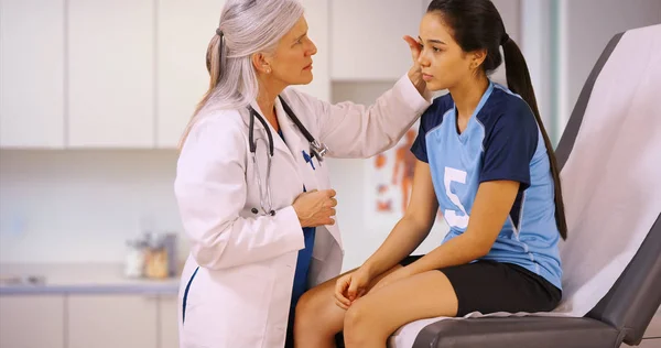 An injured soccer player goes to the doctors office for help