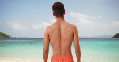 Turizm tatil tropikal Karayipler okyanus üzerinden bakan