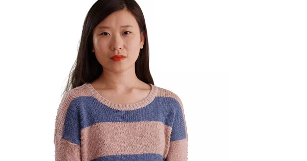 Close Confident Millennial Woman Sweater Copyspace — Stock Photo, Image