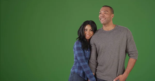 Happy African American Couple Spending Time Together Green Screen — Stock Photo, Image