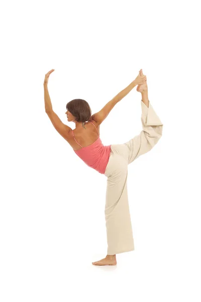 Giovane Donna Che Yoga Dancer Pose — Foto Stock