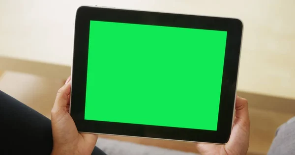 Grön Chromakey Skärmen Digitala Tablett — Stockfoto