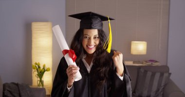 Meksikalı kadın onun derecesini gurur