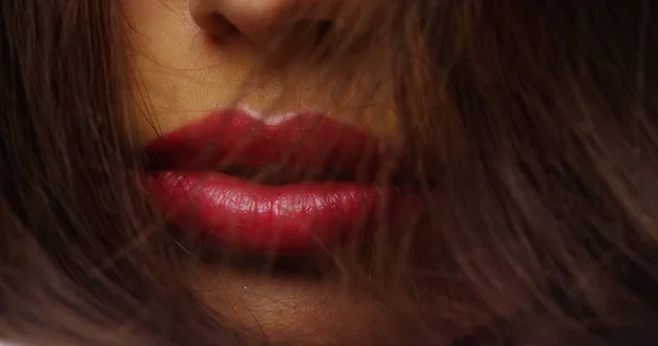 Close Van Mexicaanse Vrouw Lippen — Stockfoto