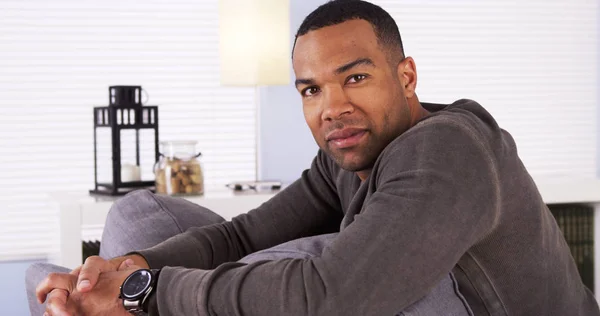Handsome Black Man Resting Couch — Stock Photo, Image