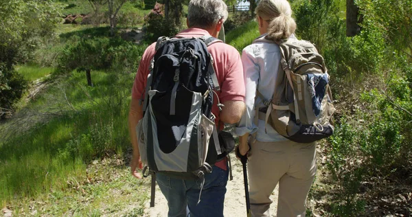 Yaşlı Beyaz Çift Bir Parkta Yürüyüş — Stok fotoğraf
