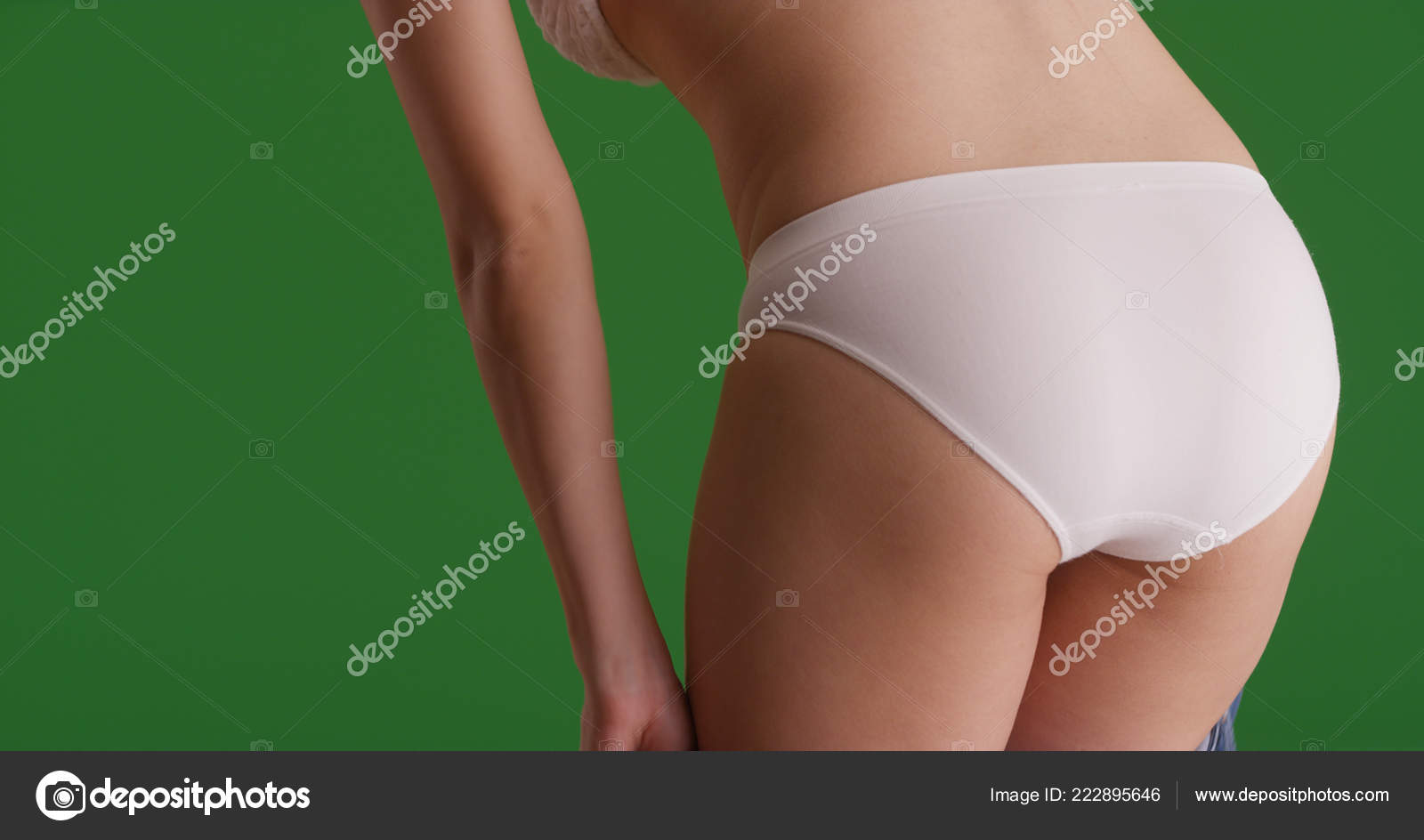 Rear View Closeup Woman Underwear Bending Green Screen Stock Photo by  ©mark@rocketclips.com 222895646