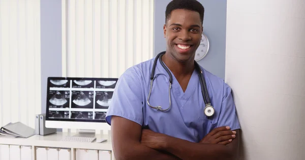 Portrait Black Male Medical Doctor Hospital — Stock Photo, Image
