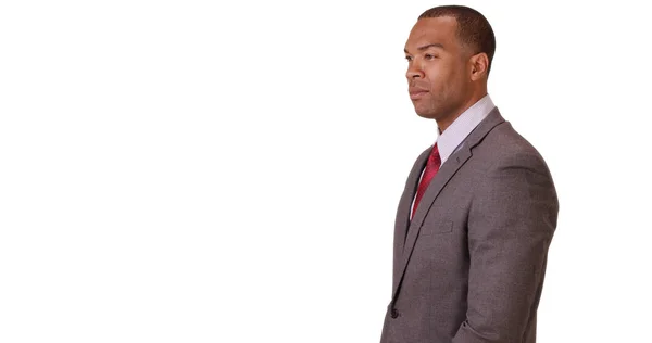 Black Businessman Looking Confident White Background — Stock Photo, Image
