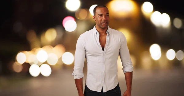 Young Black Man Busy Urban City — Stock Photo, Image