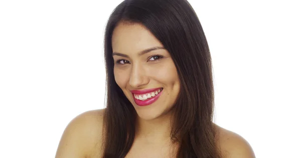 Mexican Woman Smiling Looking Camera — Stock Photo, Image