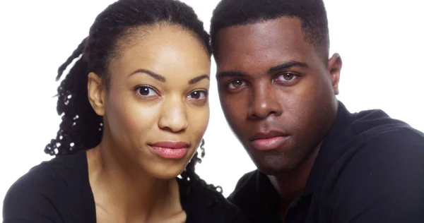 Portrait Serious Young Black Couple Looking Camera — Stock Photo, Image