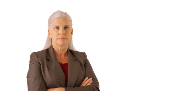 Eine Professionelle Geschäftsfrau Posiert Für Ein Porträt Auf Weißem Hintergrund — Stockfoto