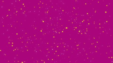 Yanıp sönen beyaz ve sarı ışık parçacıkları ile parlak pembe pembe arka plan.