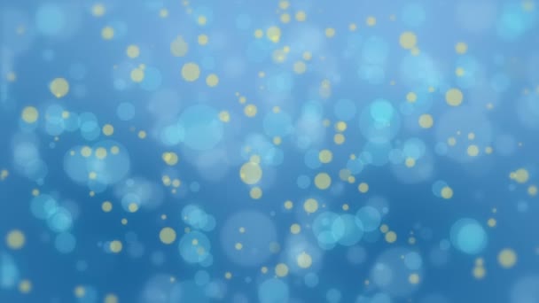 Glowing Blue Bokeh Background Floating Yellow Lights — Stock Video