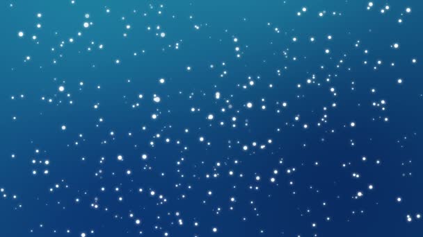 暗いティールブルーの背景にちらつくきらめく光粒子で作られた星空アニメーション — ストック動画