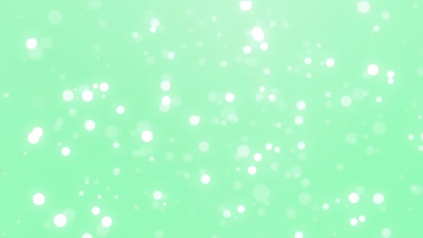 Mooie Licht Groene Gloeiende Bokeh Achtergrond Met Zwevende Bubble Deeltjes — Stockvideo