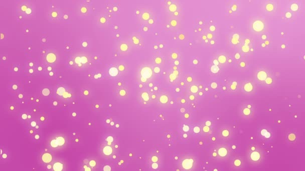 浮動光粒子とお祝いのピンクの黄色の輝くボケの背景 — ストック動画