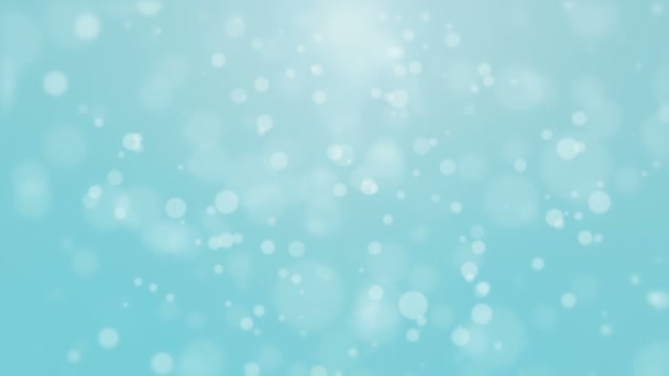 Slavnostní Tyrkysově Modré Zářící Vánoční Pozadí Plovoucí Bokeh Světla — Stock video