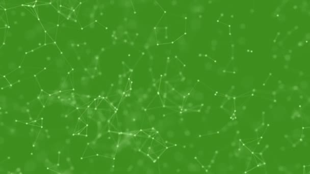 Animado Fundo Plexo Abstrato Verde Com Estruturas Flutuantes — Vídeo de Stock