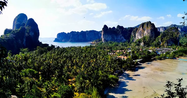 Beautiful View East West Beaches Tropical Forest Railay Beach — Stock Photo, Image