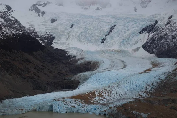 Vista Del Sinuoso Glaciar Pie Del Cerro Torre Chalten Argentina — Foto de Stock