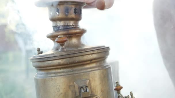 Processus de fabrication du thé dans le samovar . — Video