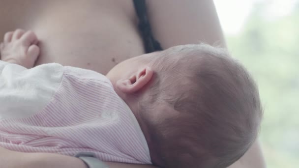 Borstvoeding moeder haar baby — Stockvideo