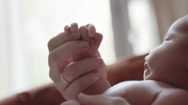 Madre tenere le mani del bambino — Video Stock