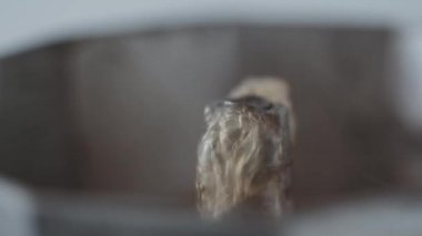 Moka yakın çekim içinde kaynar İtalyan espresso kahve