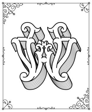 Beyaz arka plan vektör çizim modern tarzı harf W resmeden bir siyah olduğunu