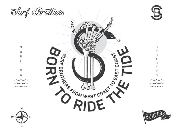 Born Ride Tide Est Une Illustration Vectorielle Conçue Pour Surf — Image vectorielle