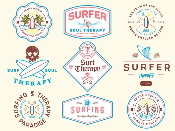 Colored Surf Badges Vol Collection Vector Illustrations Any Use — Stock Vector