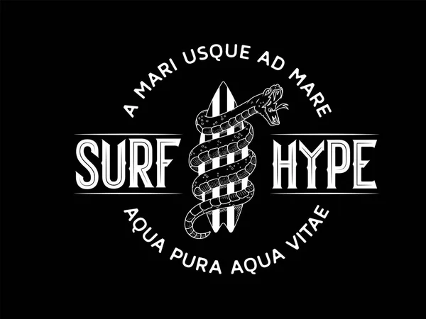 Surfen Hype Wit Zwarte Achtergrond Een Vectorillustratie Verslavende Passie Voor — Stockvector