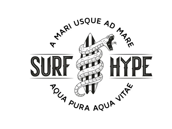 Surfen Hype Zwart Een Witte Achtergrond Een Vectorillustratie Verslavende Passie — Stockvector